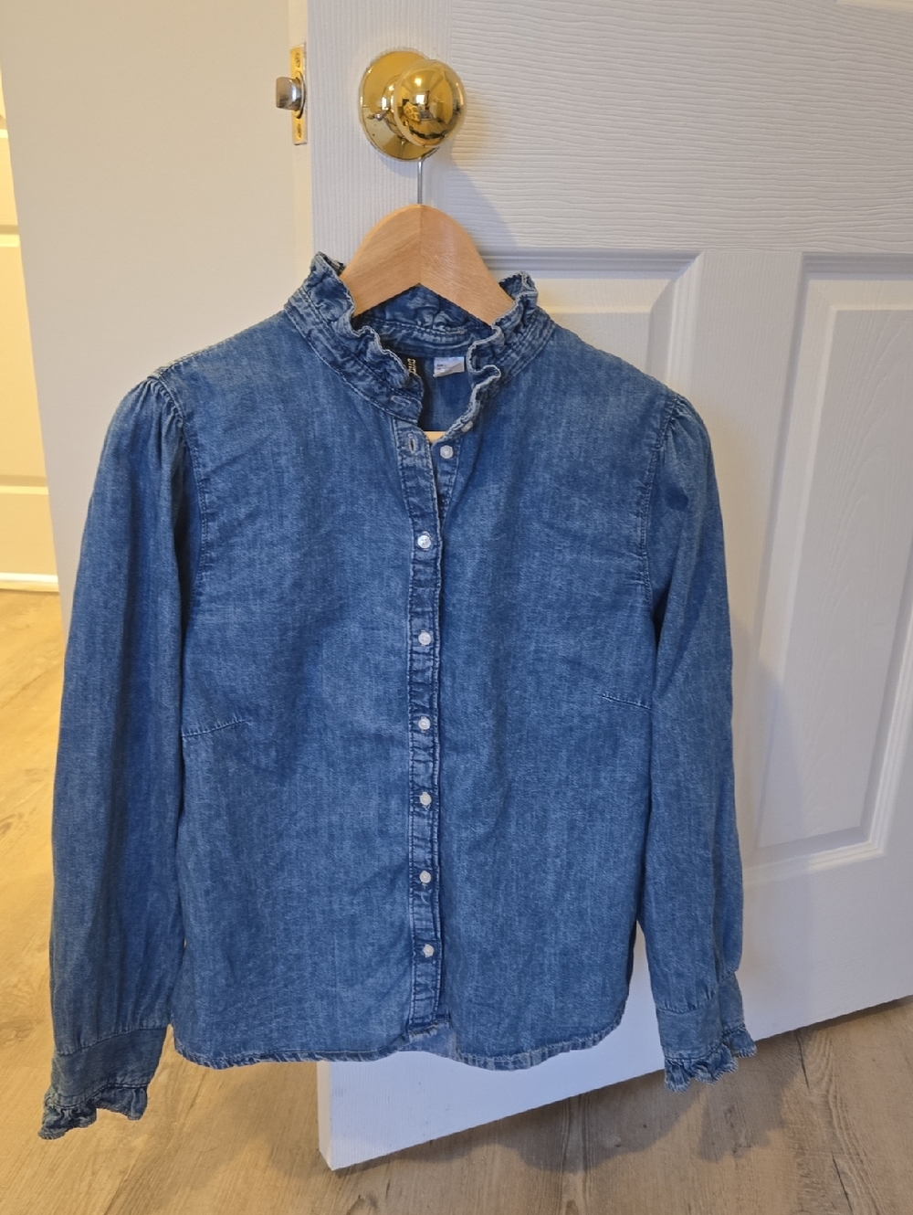 H&M Ruffle Trimmed Denim Blouse - Picture 10 of 10